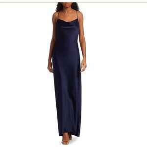NWT Alice + Olivia Harmony Draped Slip Gown Navy 6